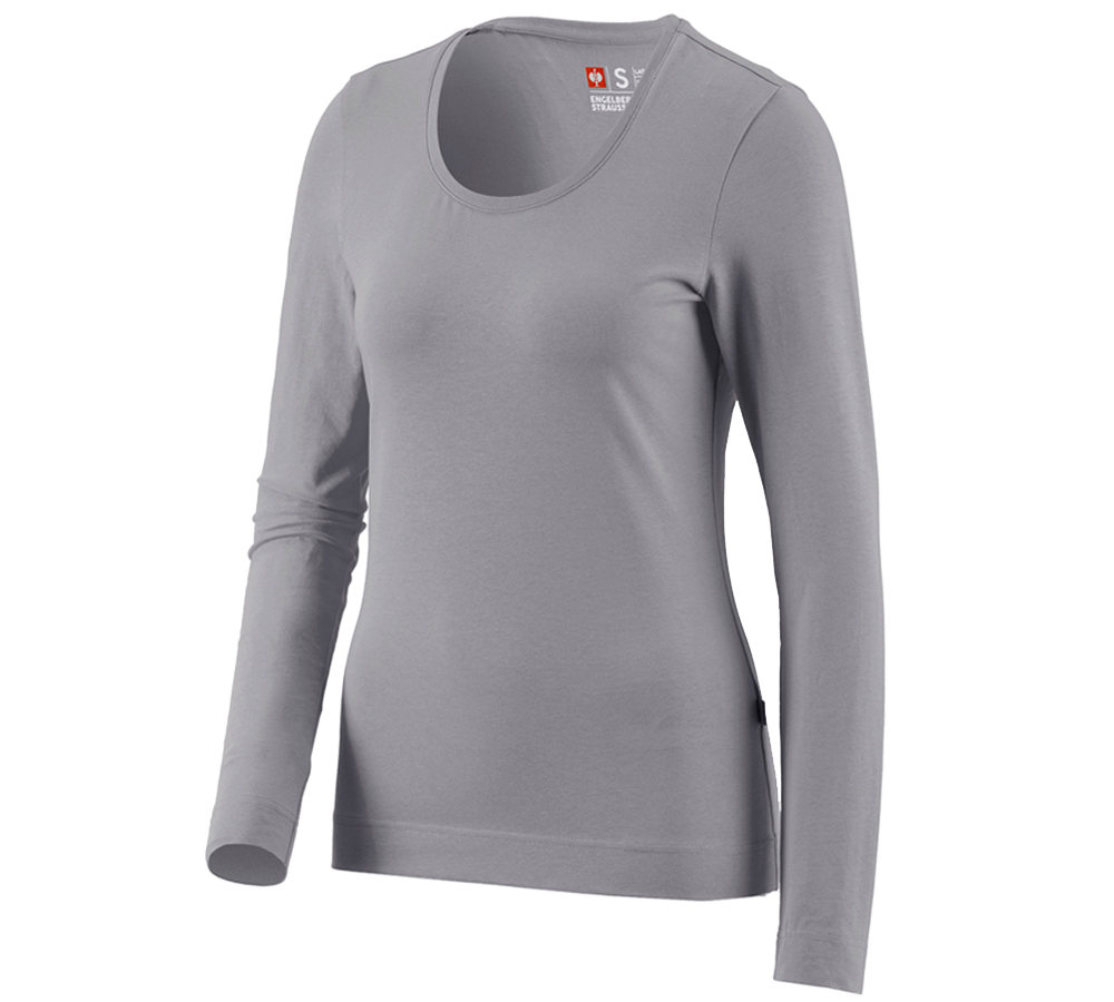 Maglie | Pullover | Bluse: e.s. longsleeve cotton stretch, donna + platino