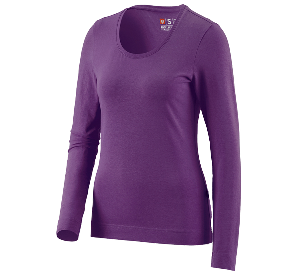 Maglie | Pullover | Bluse: e.s. longsleeve cotton stretch, donna + viola