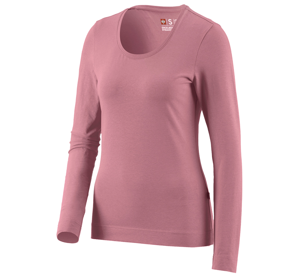 Maglie | Pullover | Bluse: e.s. longsleeve cotton stretch, donna + rosa antico