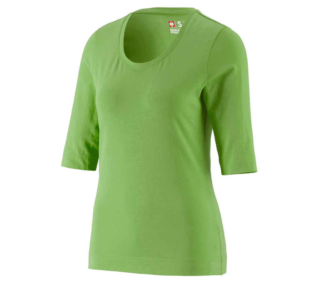 Maglie | Pullover | Bluse: e.s. maglia con manica a 3/4 cotton stretch, donna + verde mare