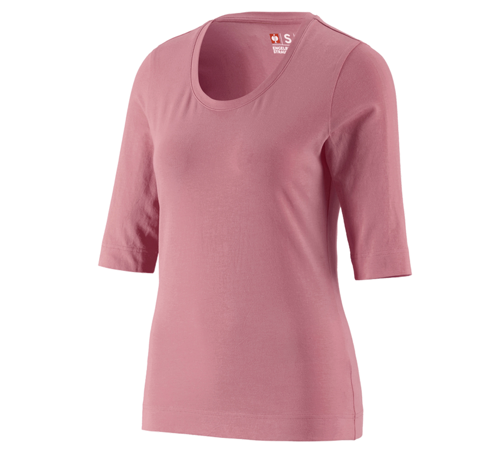 Maglie | Pullover | Bluse: e.s. maglia con manica a 3/4 cotton stretch, donna + rosa antico