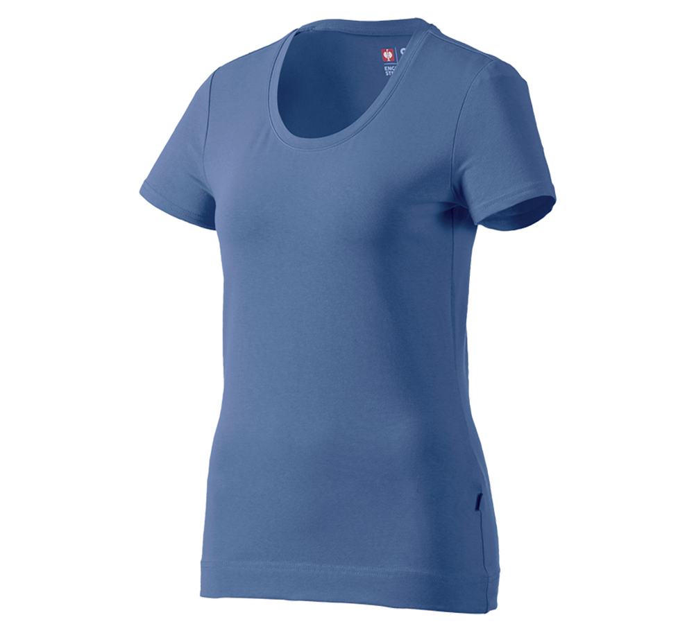 Maglie | Pullover | Bluse: e.s. t-shirt cotton stretch, donna + cobalto