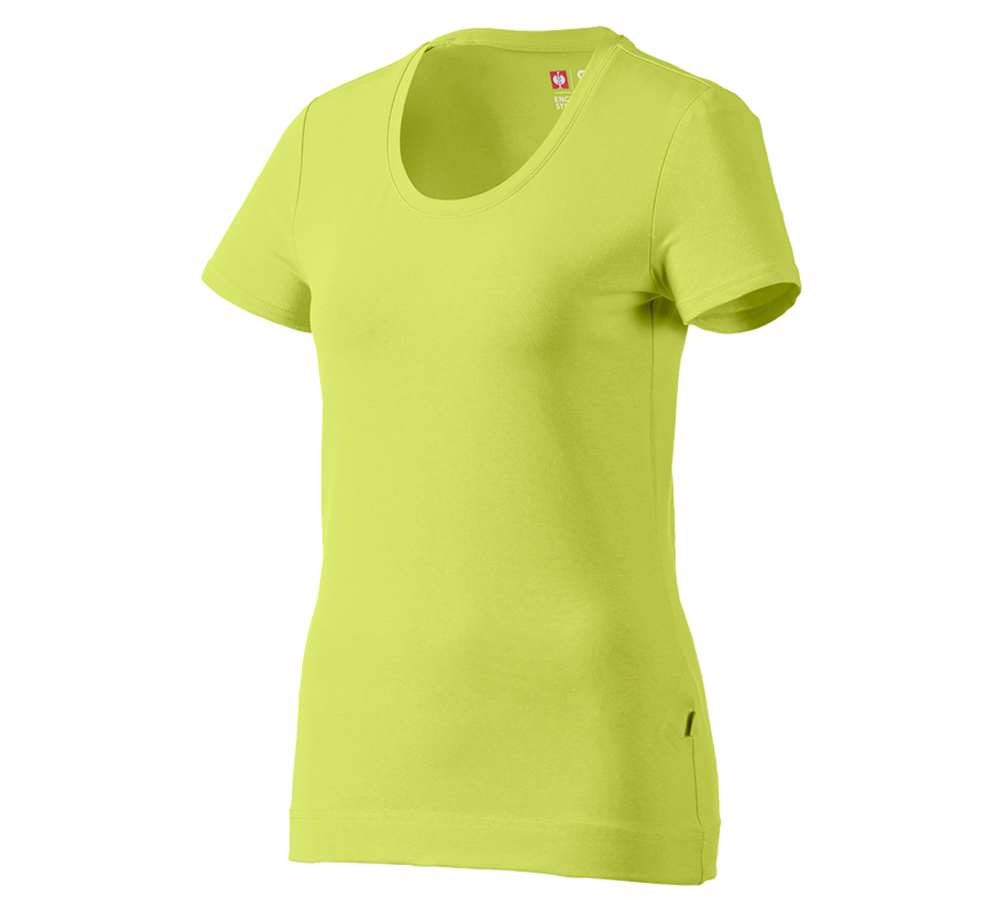 Maglie | Pullover | Bluse: e.s. t-shirt cotton stretch, donna + verde maggio