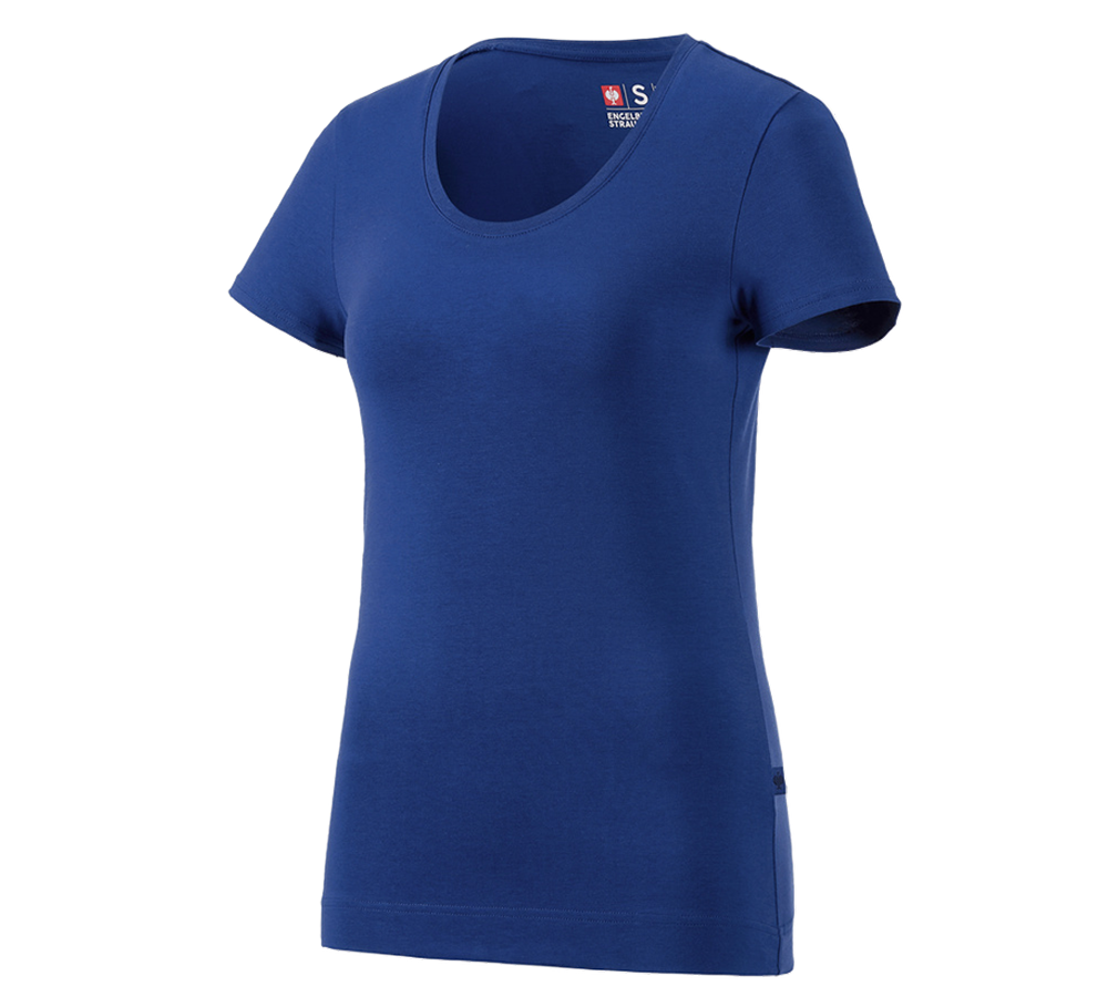Temi: e.s. t-shirt cotton stretch, donna + blu reale