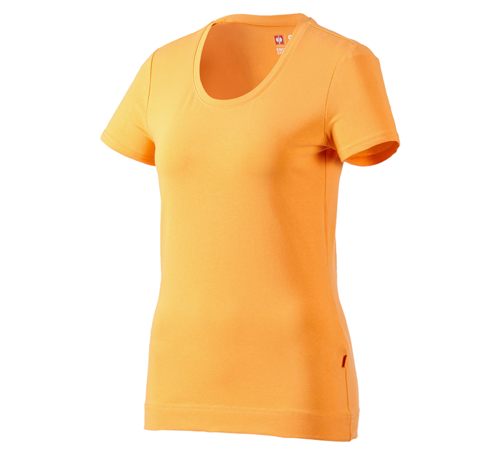 Temi: e.s. t-shirt cotton stretch, donna + arancio chiaro