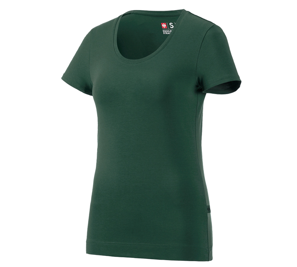 Maglie | Pullover | Bluse: e.s. t-shirt cotton stretch, donna + verde