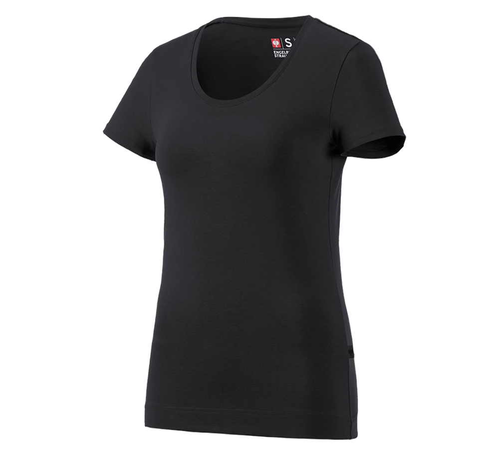 Temi: e.s. t-shirt cotton stretch, donna + nero