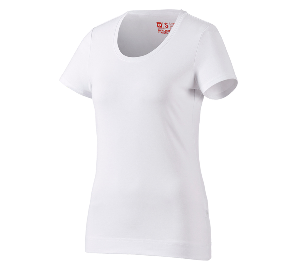 Maglie | Pullover | Bluse: e.s. t-shirt cotton stretch, donna + bianco