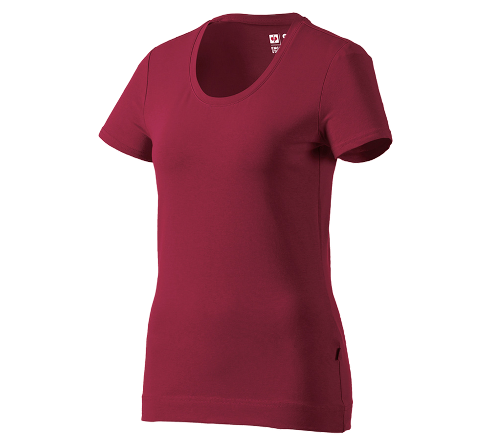 Maglie | Pullover | Bluse: e.s. t-shirt cotton stretch, donna + bordeaux