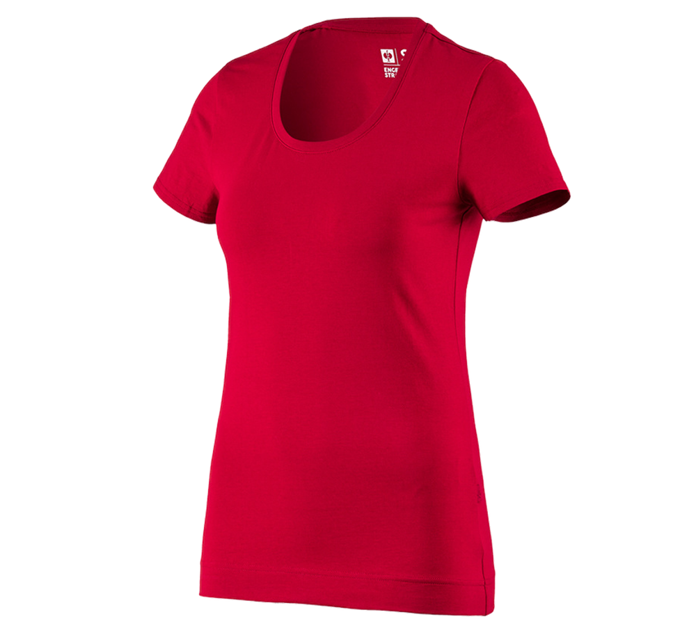 Temi: e.s. t-shirt cotton stretch, donna + rosso fuoco