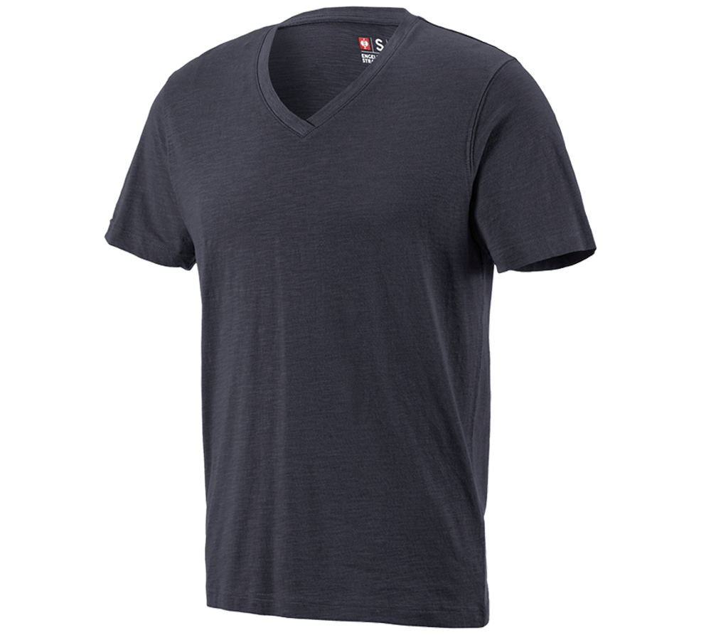 Maglie | Pullover | Camicie: e.s. t-shirt cotton slub V-Neck + zaffiro