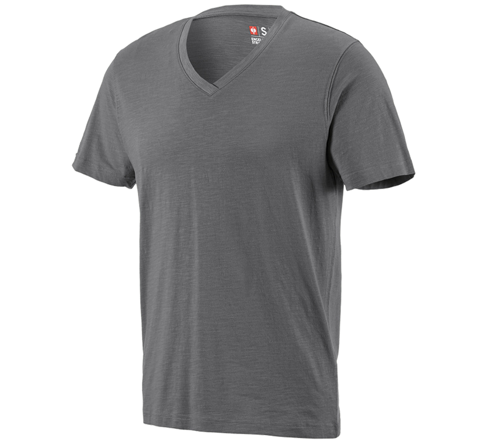 Maglie | Pullover | Camicie: e.s. t-shirt cotton slub V-Neck + cemento