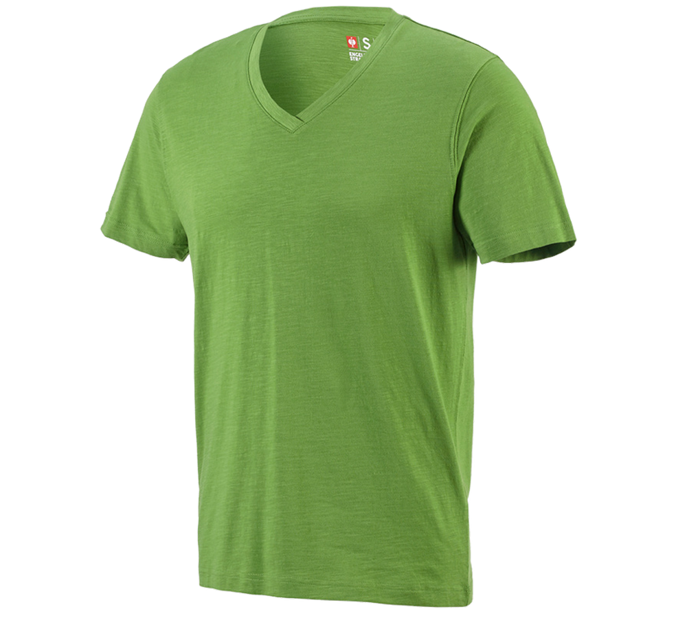 Temi: e.s. t-shirt cotton slub V-Neck + verde mare
