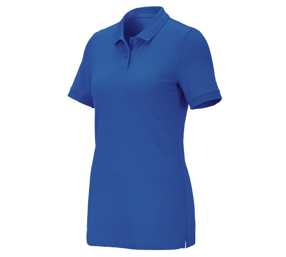 Maglie | Pullover | Bluse: e.s. polo in piqué cotton stretch, donna + blu genziana