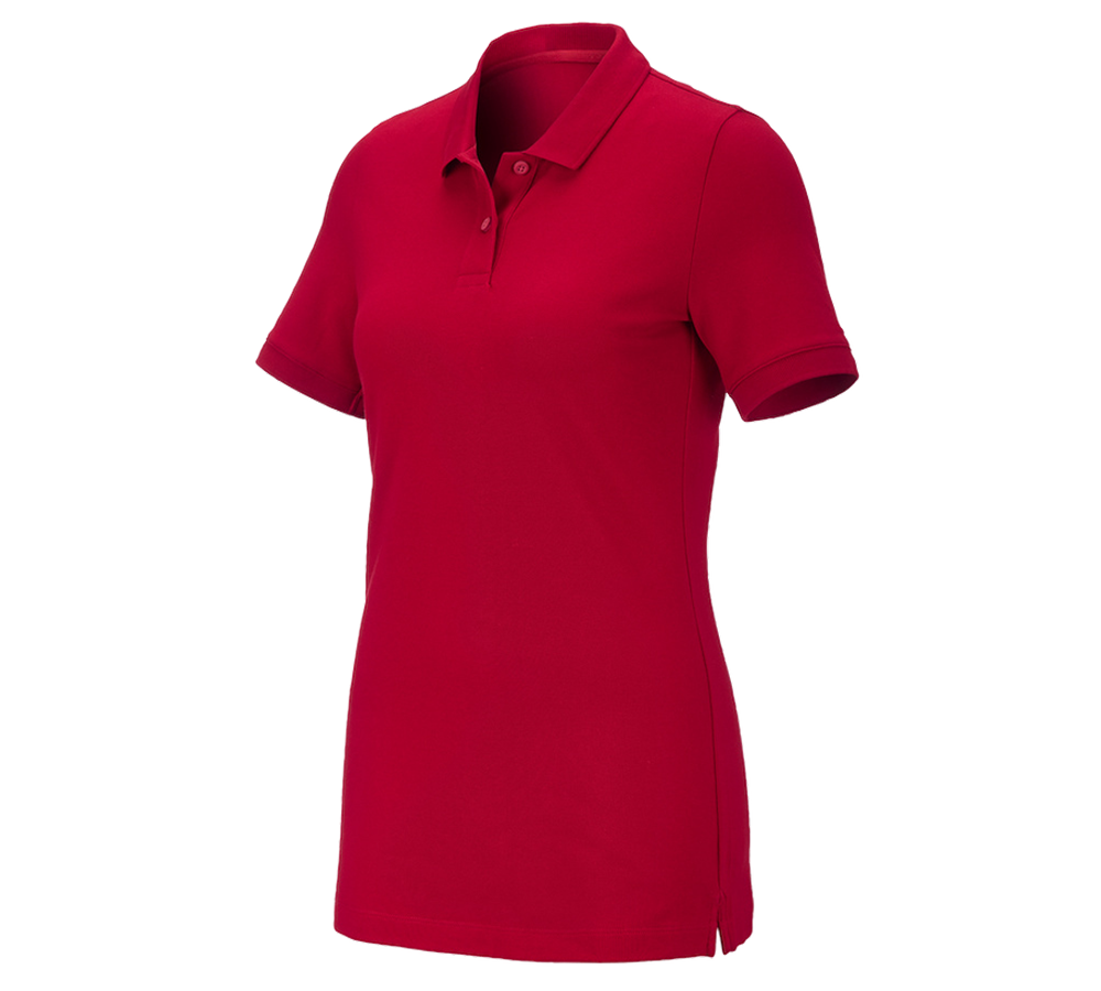 Maglie | Pullover | Bluse: e.s. polo in piqué cotton stretch, donna + rosso fuoco