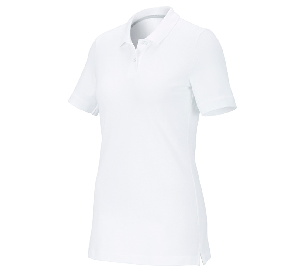 Maglie | Pullover | Bluse: e.s. polo in piqué cotton stretch, donna + bianco