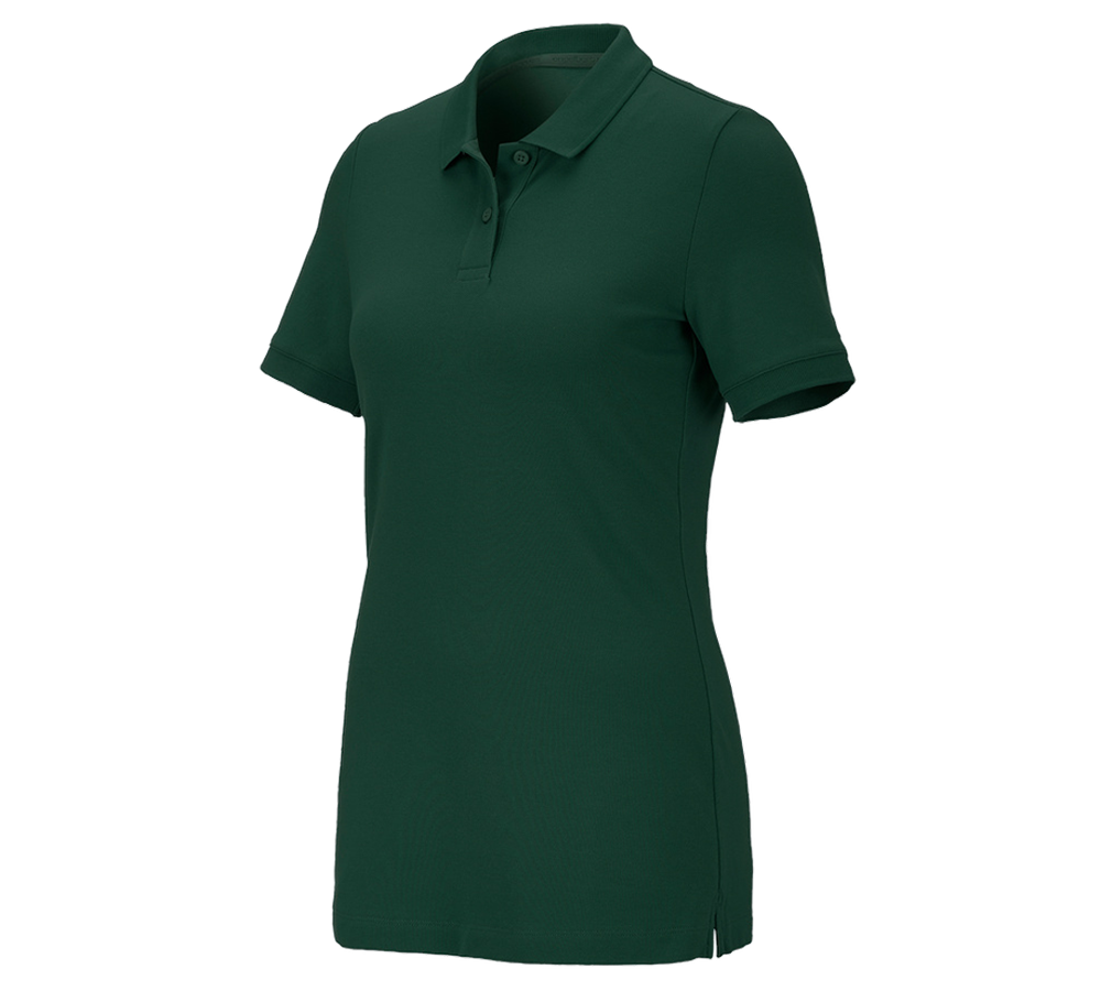 Maglie | Pullover | Bluse: e.s. polo in piqué cotton stretch, donna + verde