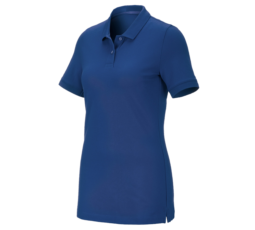 Maglie | Pullover | Bluse: e.s. polo in piqué cotton stretch, donna + blu alcalino