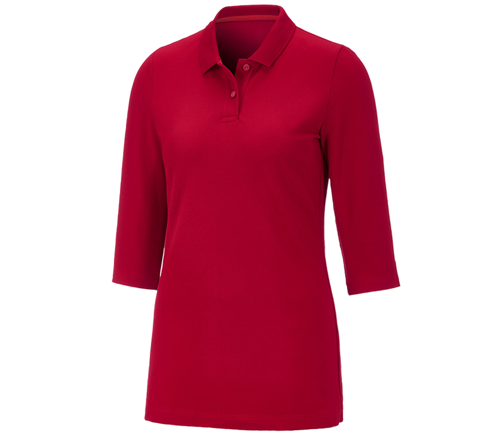 Maglie | Pullover | Bluse: e.s. polo piqué c. manica 3/4 cotton stretch,donna + rosso fuoco
