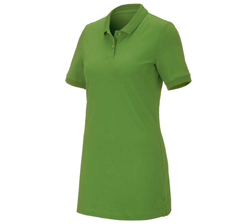 Temi: e.s. polo in piqué cotton stretch, donna, long fit + verde mare