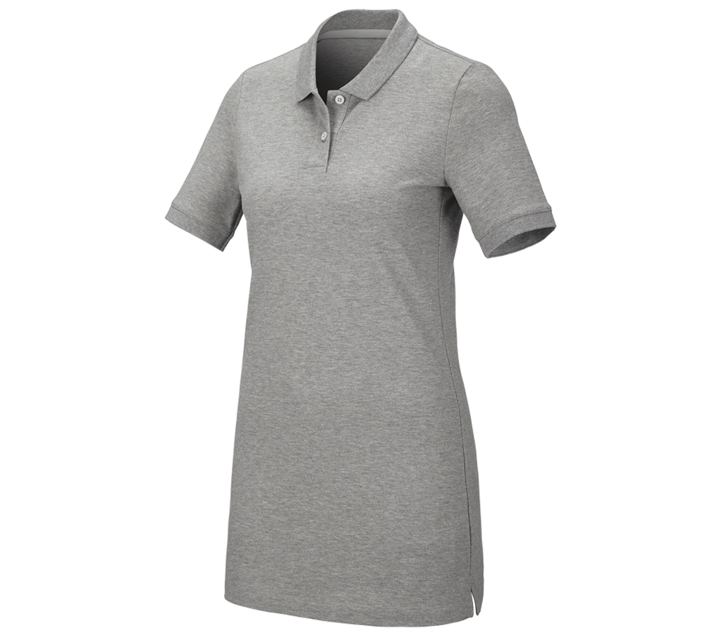 Maglie | Pullover | Bluse: e.s. polo in piqué cotton stretch, donna, long fit + grigio sfumato
