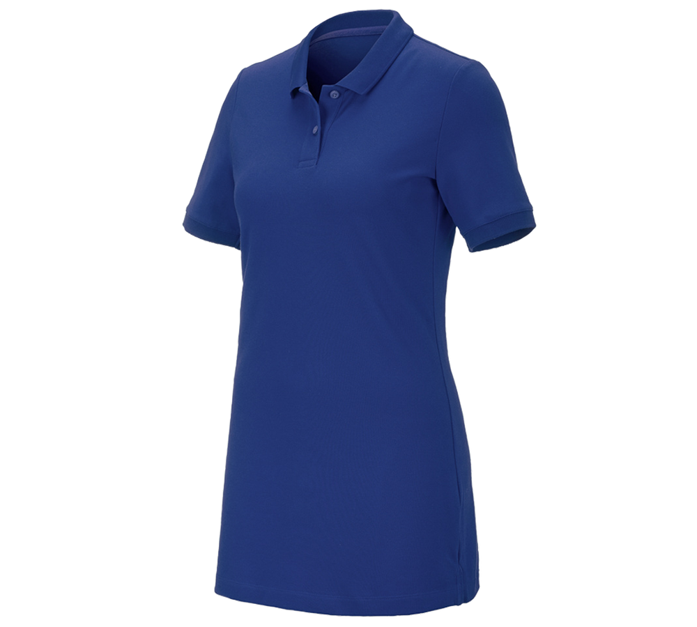 Temi: e.s. polo in piqué cotton stretch, donna, long fit + blu reale
