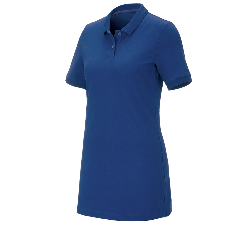 Maglie | Pullover | Bluse: e.s. polo in piqué cotton stretch, donna, long fit + blu alcalino