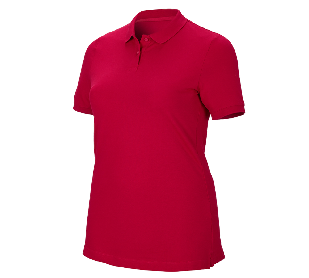 Maglie | Pullover | Bluse: e.s. polo in piqué cotton stretch, donna, plus fit + rosso fuoco
