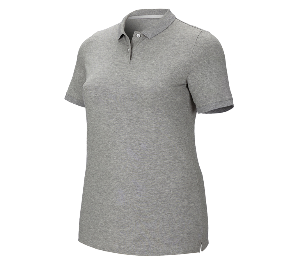 Maglie | Pullover | Bluse: e.s. polo in piqué cotton stretch, donna, plus fit + grigio sfumato