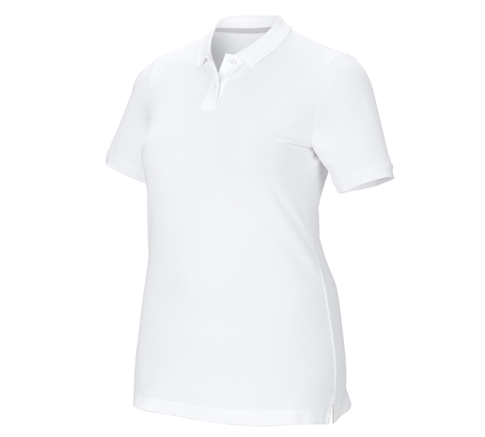 Maglie | Pullover | Bluse: e.s. polo in piqué cotton stretch, donna, plus fit + bianco