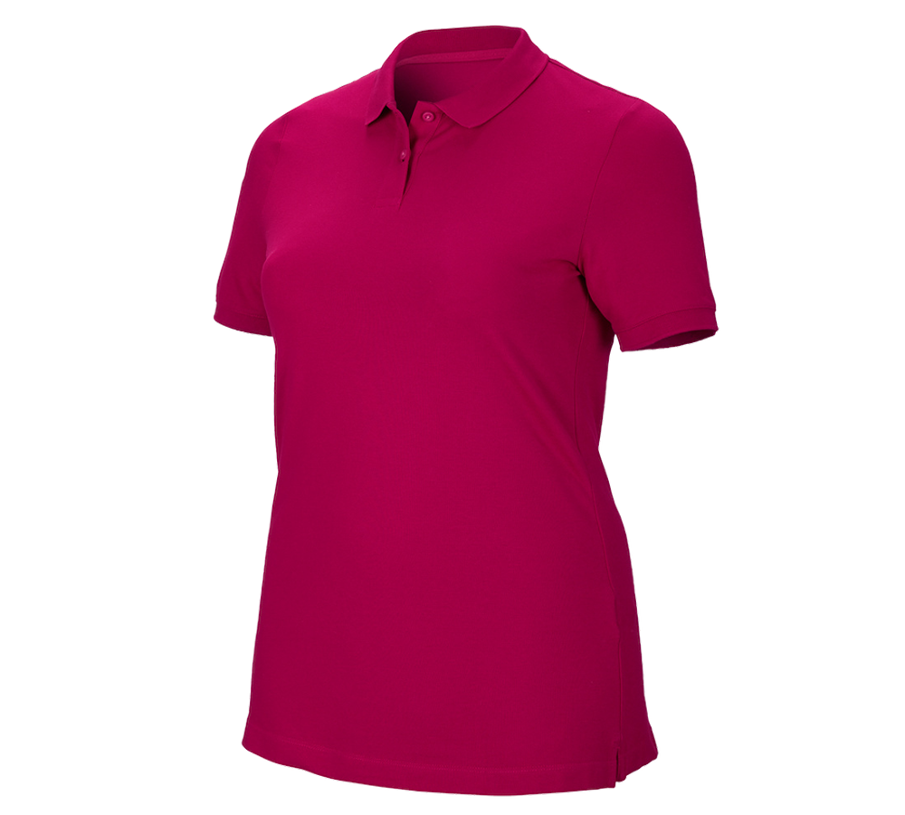 Shirts & Co.: e.s. Piqué-Polo cotton stretch, Damen, plus fit + beere