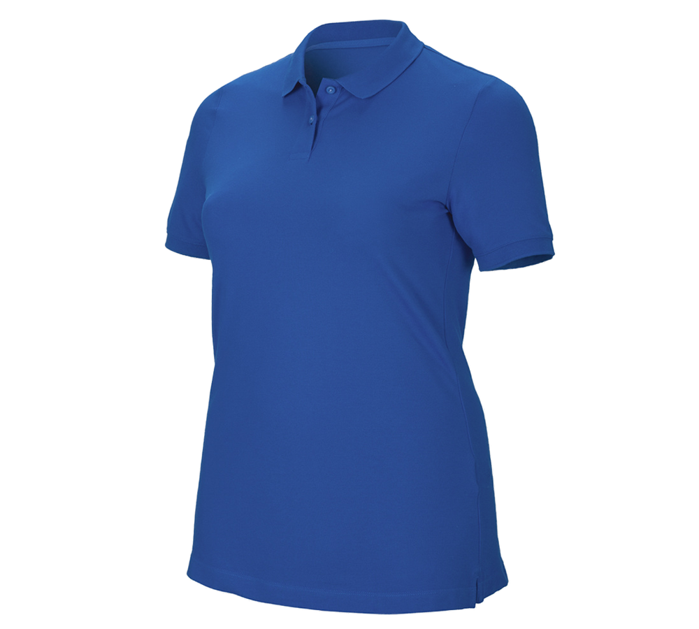 Maglie | Pullover | Bluse: e.s. polo in piqué cotton stretch, donna, plus fit + blu genziana