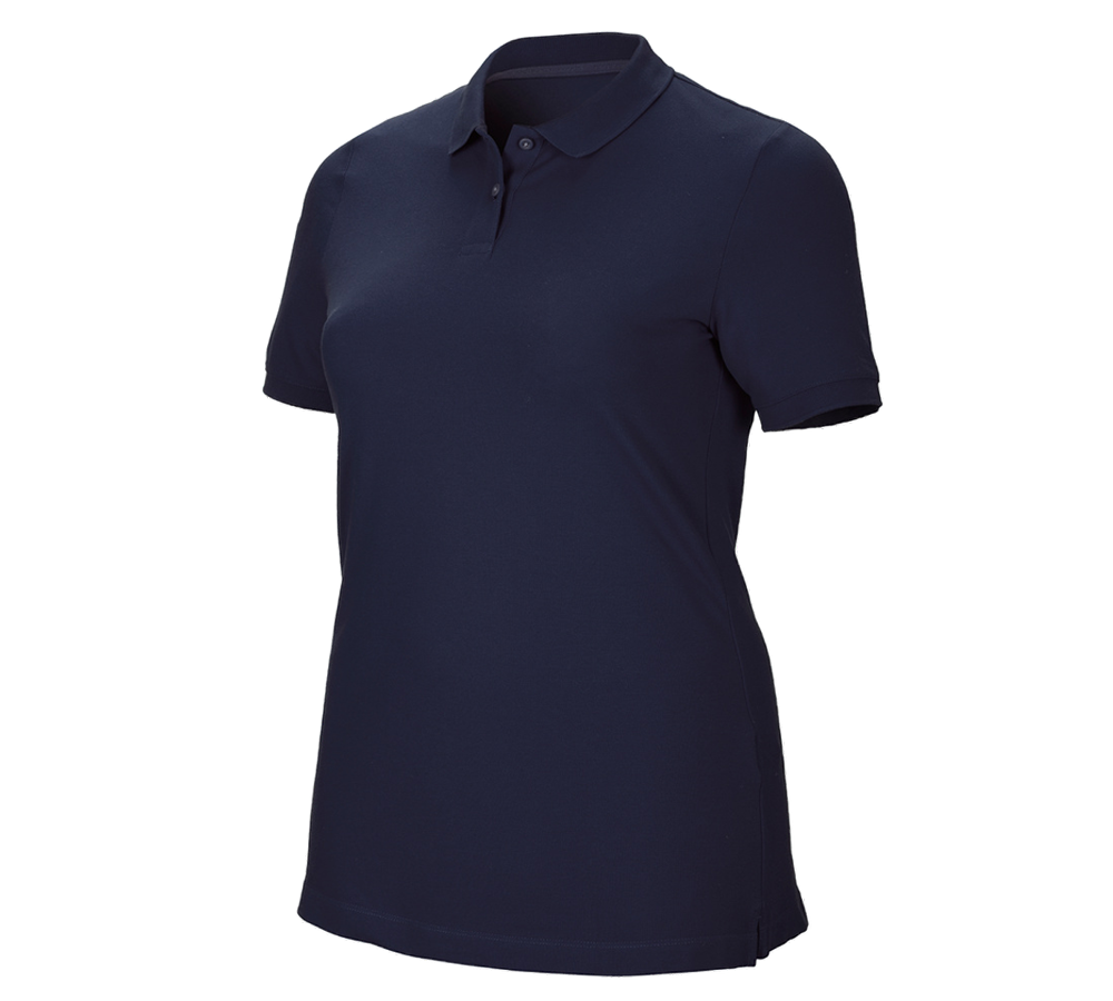 Maglie | Pullover | Bluse: e.s. polo in piqué cotton stretch, donna, plus fit + blu scuro