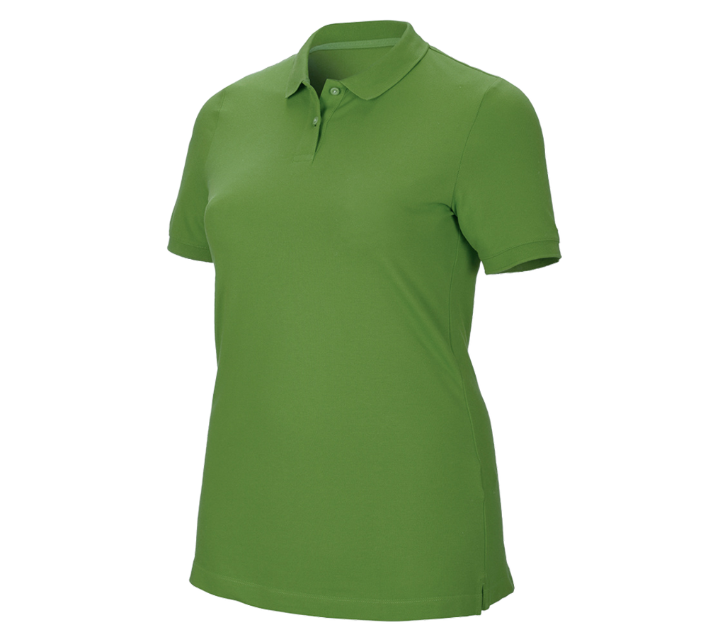 Temi: e.s. polo in piqué cotton stretch, donna, plus fit + verde mare