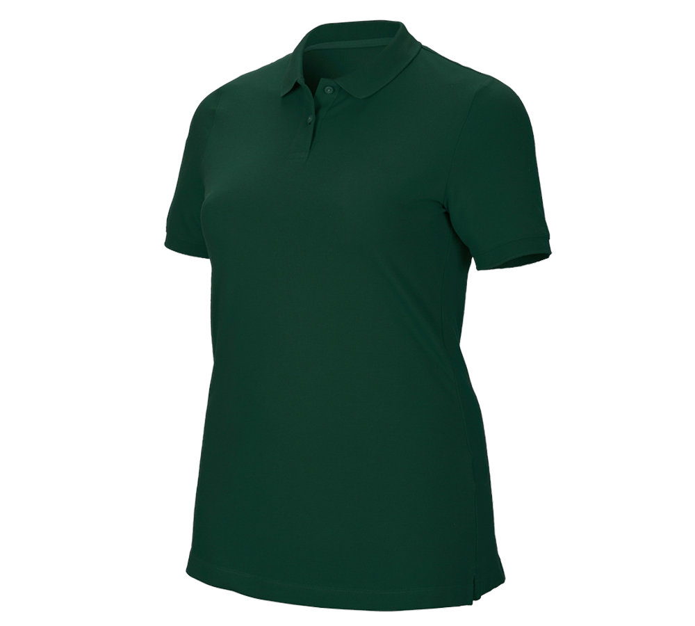 Maglie | Pullover | Bluse: e.s. polo in piqué cotton stretch, donna, plus fit + verde