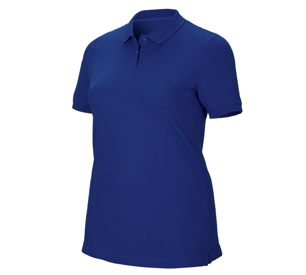 Maglie | Pullover | Bluse: e.s. polo in piqué cotton stretch, donna, plus fit + blu reale