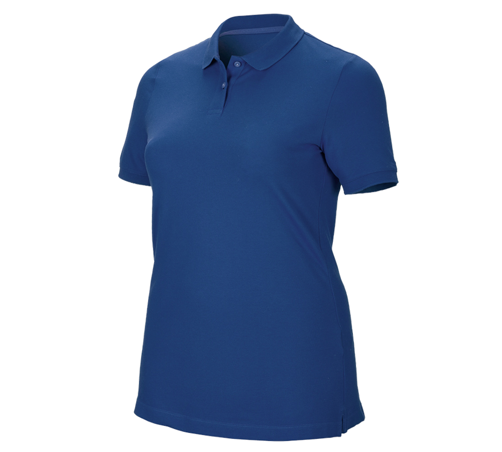Maglie | Pullover | Bluse: e.s. polo in piqué cotton stretch, donna, plus fit + blu alcalino