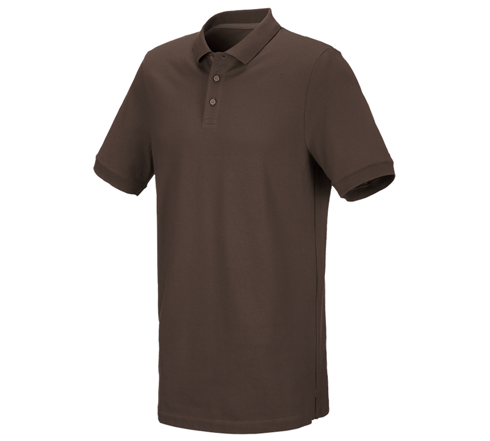 Maglie | Pullover | Camicie: e.s. polo in piqué cotton stretch, long fit + castagna