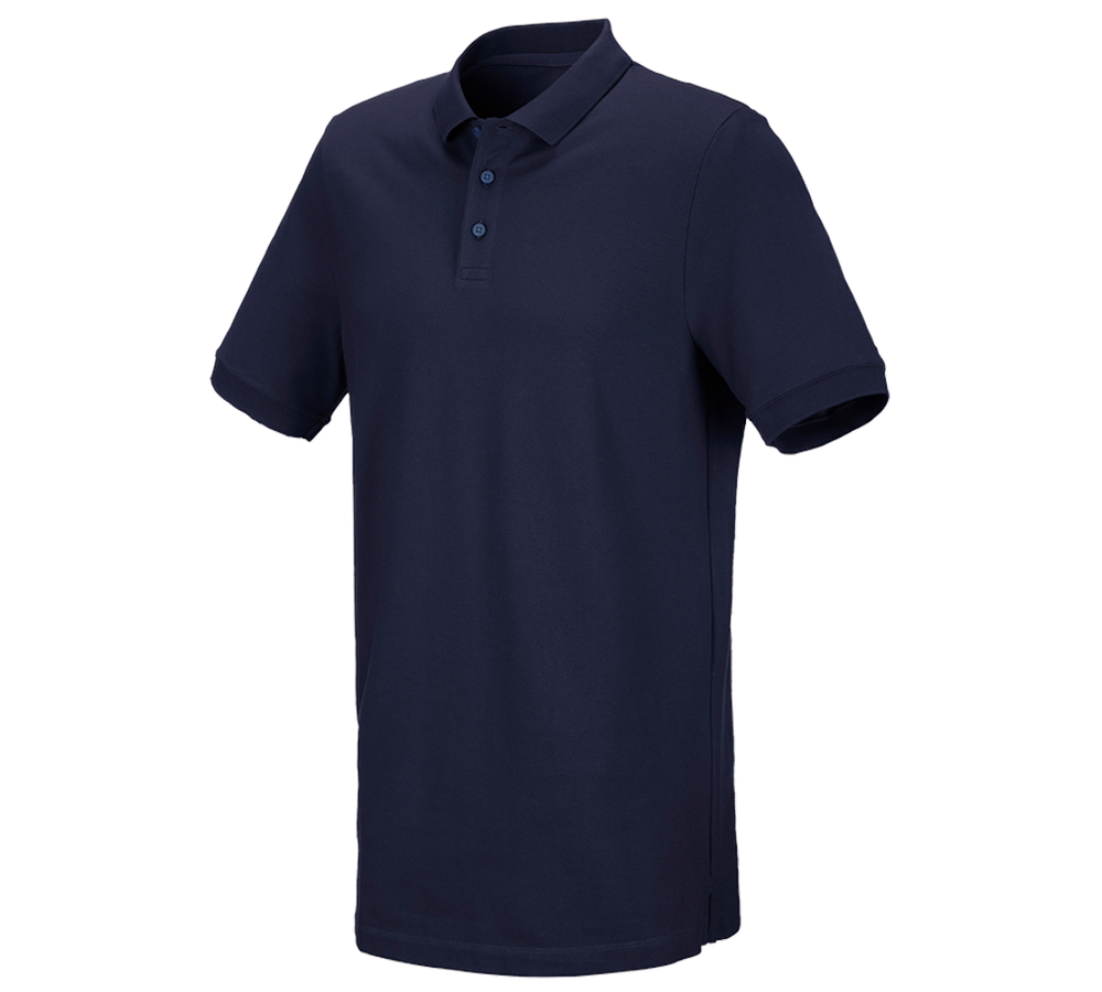 Maglie | Pullover | Camicie: e.s. polo in piqué cotton stretch, long fit + blu scuro