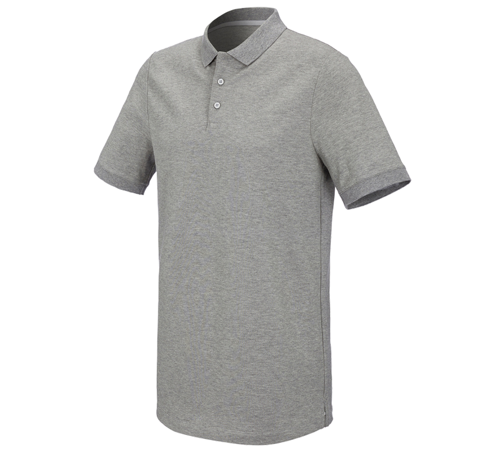 Maglie | Pullover | Camicie: e.s. polo in piqué cotton stretch, long fit + grigio sfumato