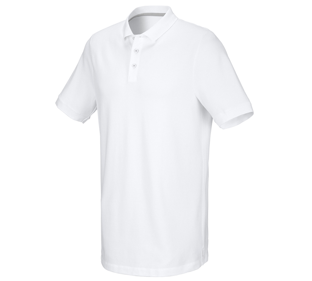 Maglie | Pullover | Camicie: e.s. polo in piqué cotton stretch, long fit + bianco