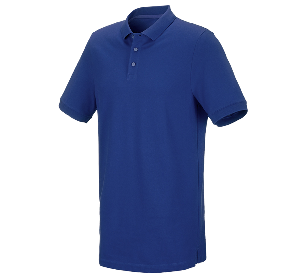 Temi: e.s. polo in piqué cotton stretch, long fit + blu reale