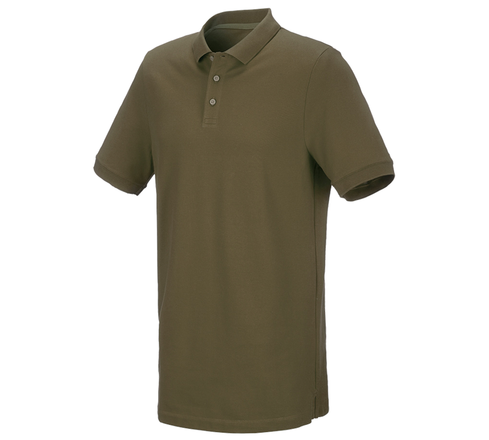 Maglie | Pullover | Camicie: e.s. polo in piqué cotton stretch, long fit + verde fango