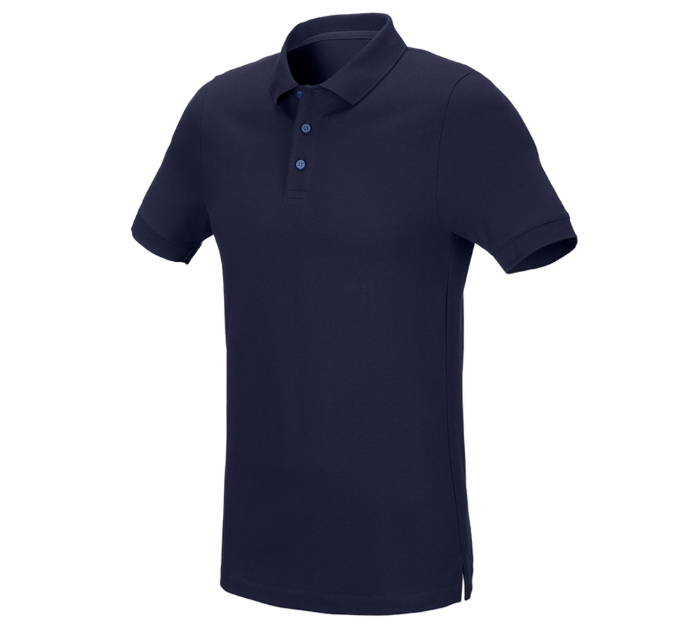 Maglie | Pullover | Camicie: e.s. polo in piqué cotton stretch, slim fit + blu scuro