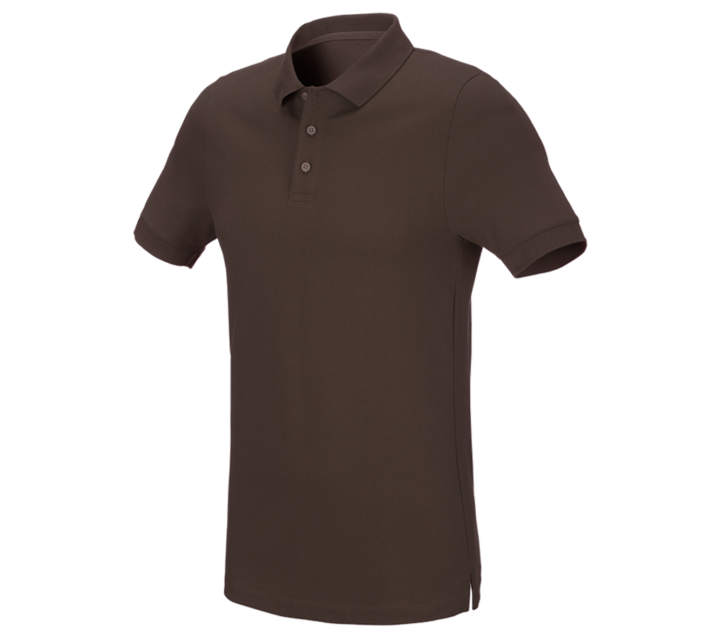 Maglie | Pullover | Camicie: e.s. polo in piqué cotton stretch, slim fit + castagna