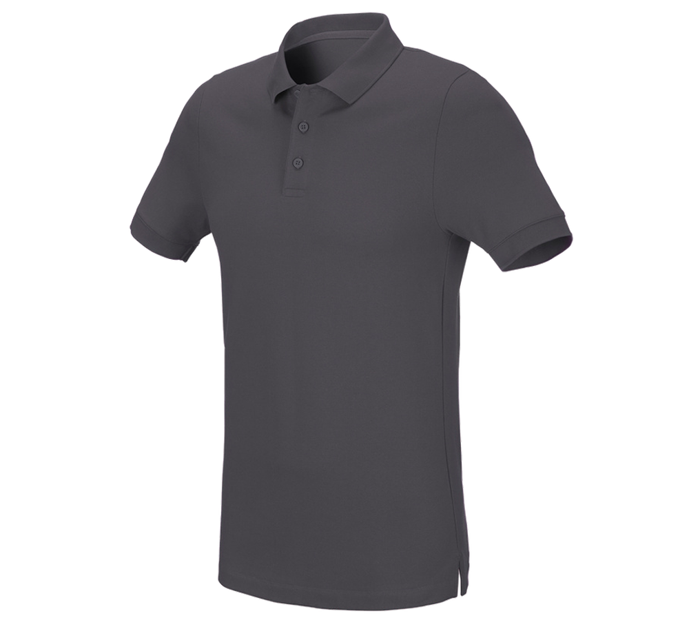 Maglie | Pullover | Camicie: e.s. polo in piqué cotton stretch, slim fit + antracite 
