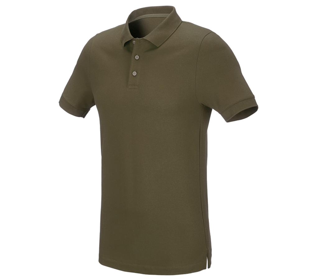 Maglie | Pullover | Camicie: e.s. polo in piqué cotton stretch, slim fit + verde fango