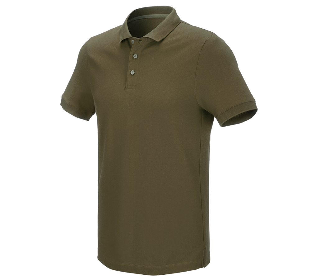 Maglie | Pullover | Camicie: e.s. polo in piqué cotton stretch + verde fango