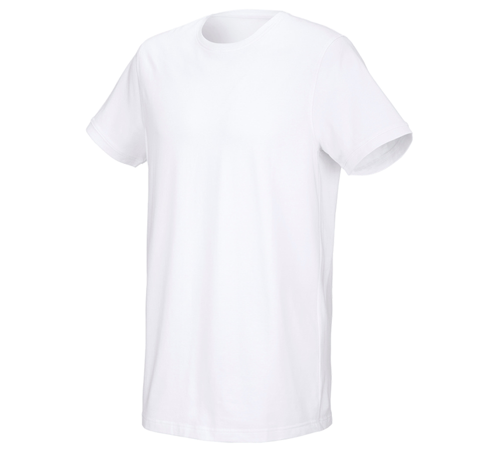 Temi: e.s. t-shirt cotton stretch, long fit + bianco