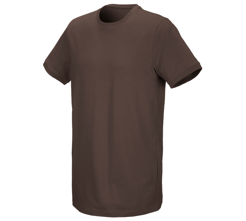 Maglie | Pullover | Camicie: e.s. t-shirt cotton stretch, long fit + castagna